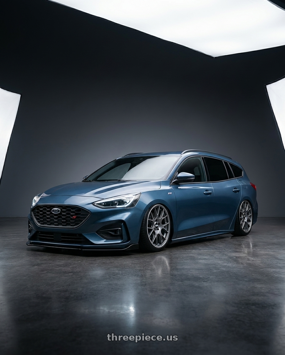 2023 focus wagon mk4.5 Blue Metallic with BBS CH-R 5x120 18x8 +40 Satin Titanium Polished Rim Protector wheels