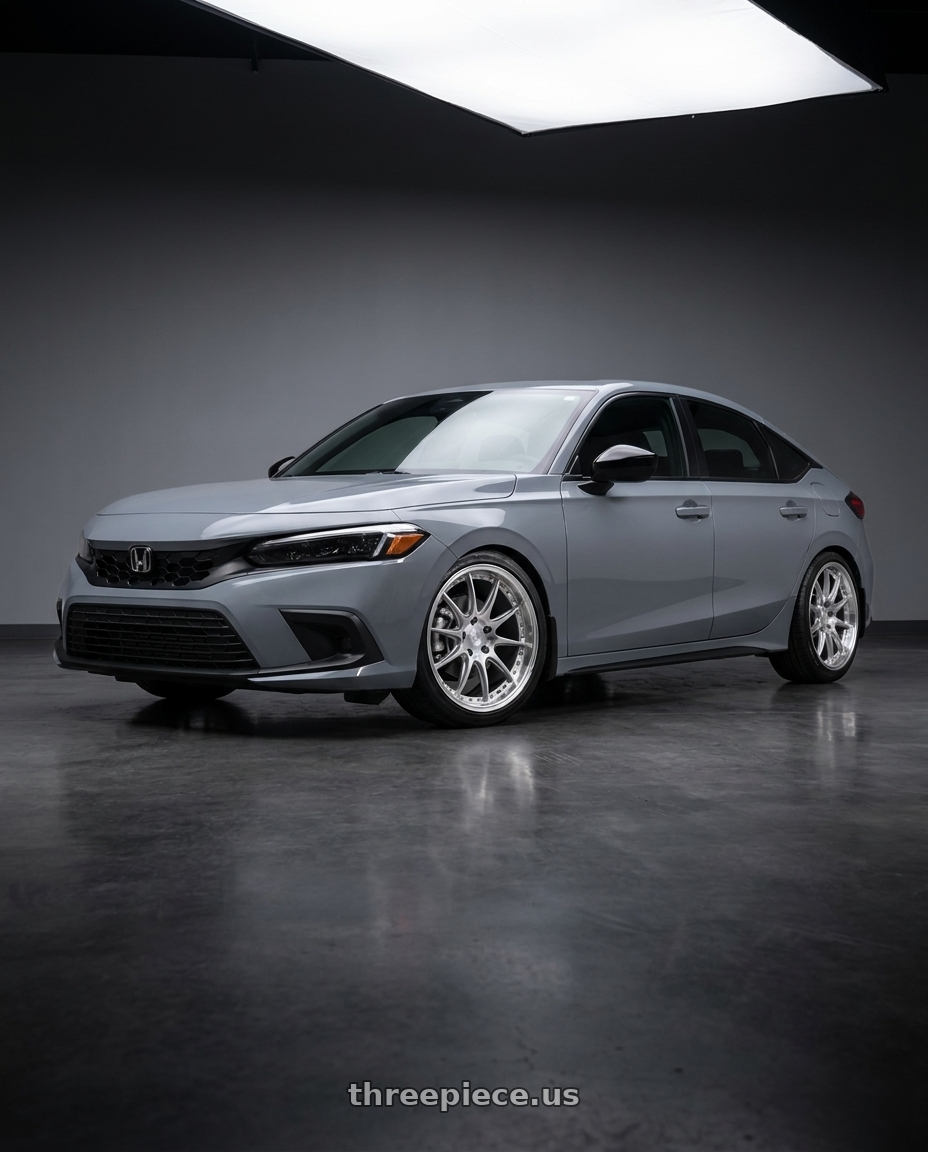 2026 Honda civic sport hatchback with Aodhan DS07 5x114.3 18x8.5+35 Silver w/Machined Face wheels