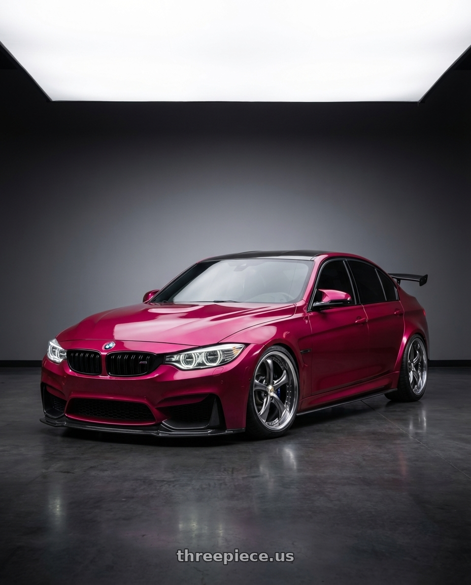 2018 bmw f80 m3  with Work Wheels VS-KF 5X114.3 19x7.5+34 Brilliant Silver Black A Disk FULL REVERSE wheels