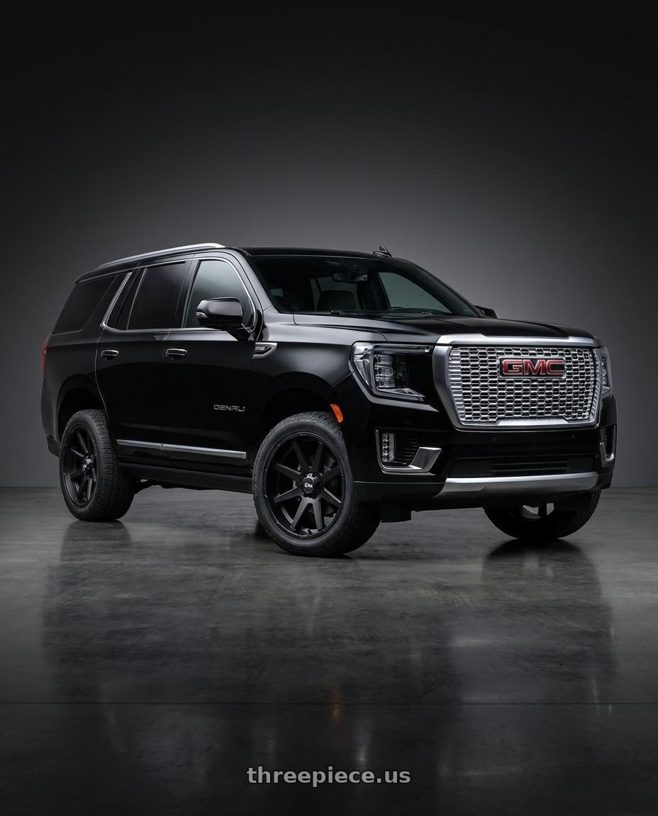 2021 GMC Yukon Denali with Ion Type 143 6x139.7 20x9+0 Matte Black wheels