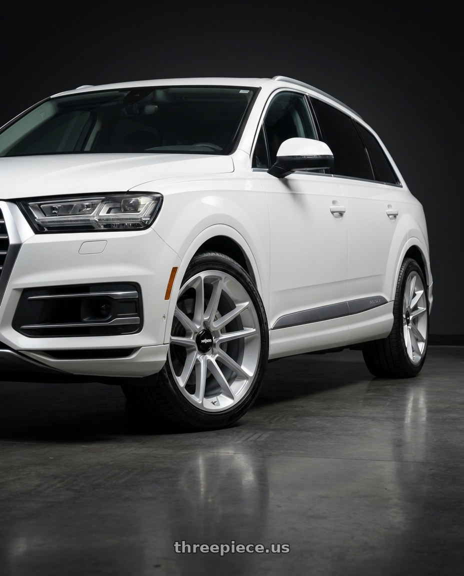 2019 audi q7 with Rotiform 1PC R192 BTL 5X112 22X10 +25 GLOSS SILVER WITH MACHINED FACE wheels