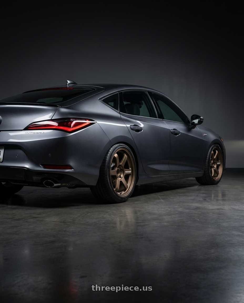2023 Acura Integra A Spec with Volk Racing TE37 Progressive Model 6x139.7 18x9+0 Large PCD wheels rear three quarter view square tires