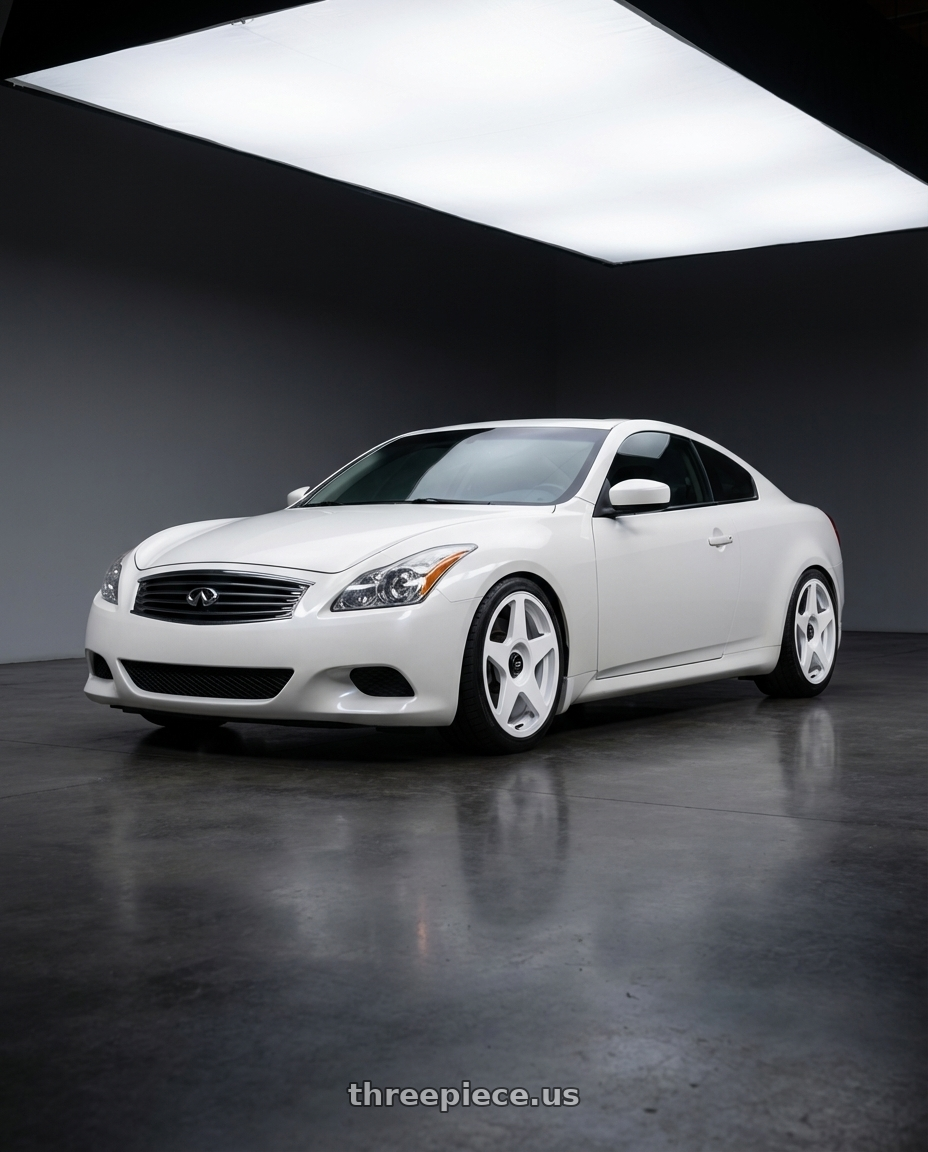 2014 Infiniti G37 Coupe with fifteen52 TARMAC EVO 5x114.3 / 5x120 19x8.5 +35 RALLY WHITE (GLOSS WHITE) wheels