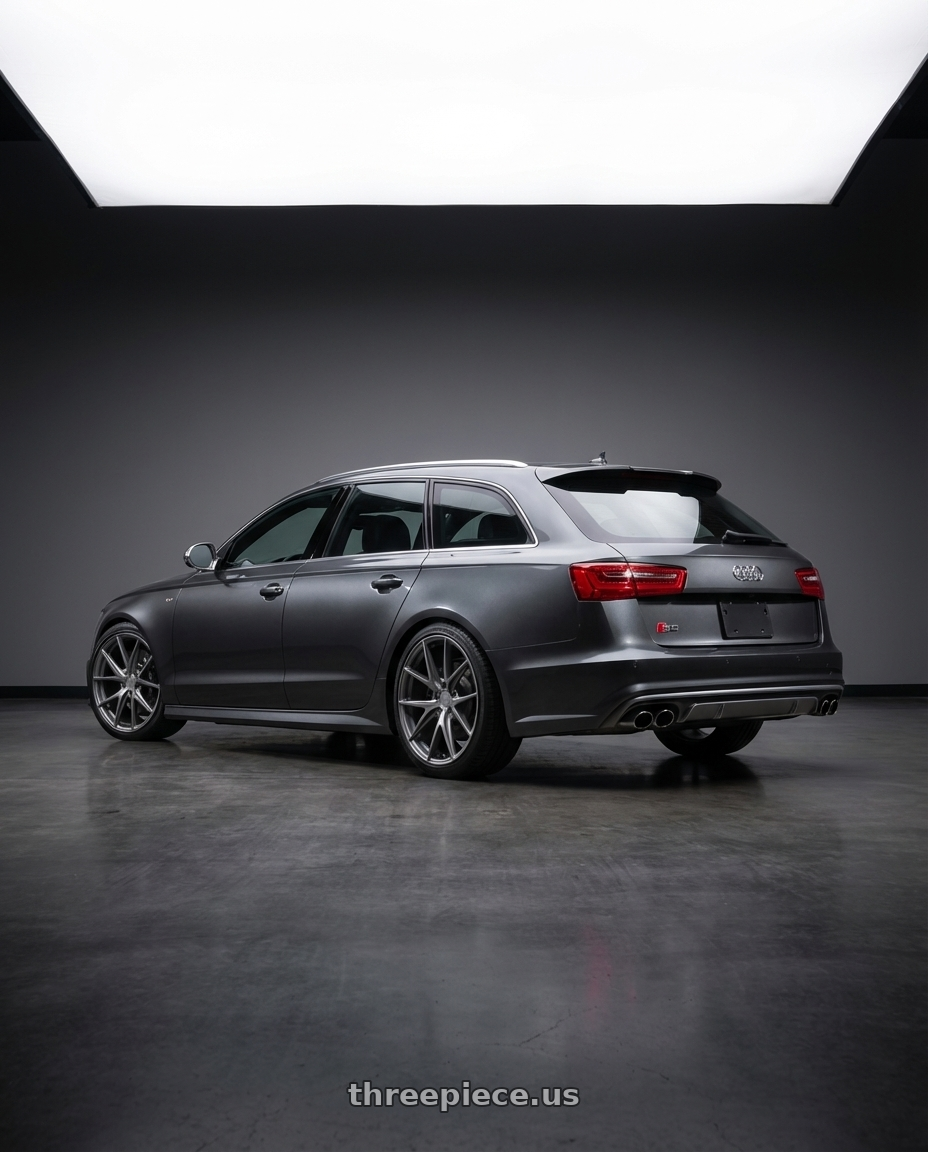 2016 Audi S6 C7 with Niche 1PC M116 MISANO 5X112 20X9 +38 MATTE GUN METAL wheels rear three quarter view square tires