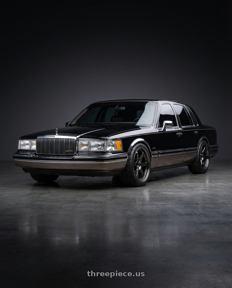 1991 Lincoln TownCar with Volk Racing TE37SL 5x114.3 19x10.5+12 Pressed Double Black wheels