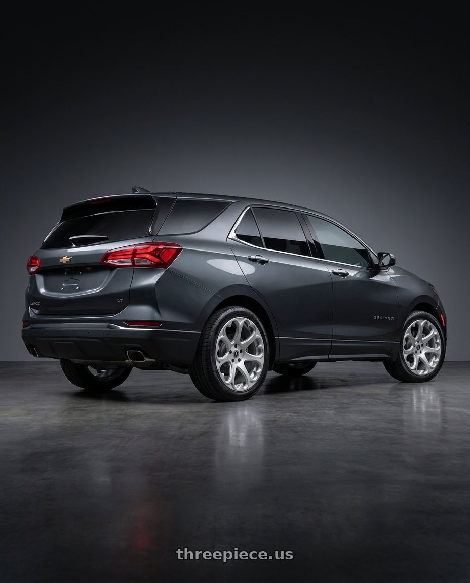 2022 Chevrolet Equinox LT with Heritage Wheel Kokoro MonoC 5X115 20x9+35 Silver wheels rear three quarter view square tires