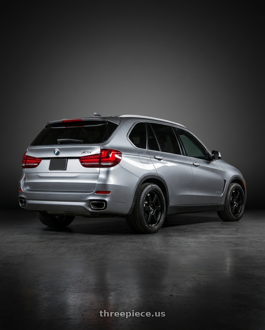 2018 Bmw X5 with MST Wheels Time Attack 5X114.3 18x8.5 +40 Matte Black wheels rear three quarter view square tires