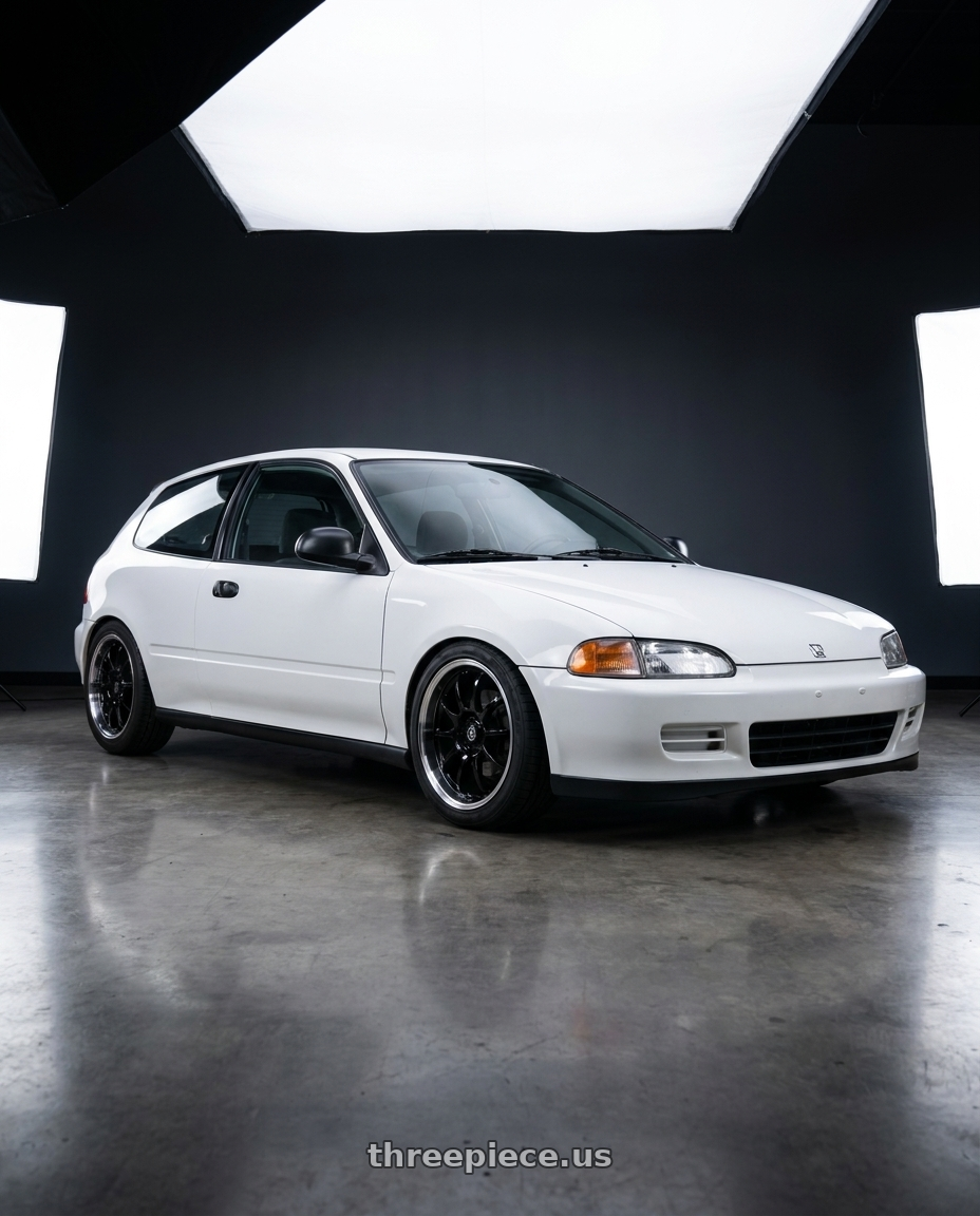 1993 Honda civic vx with Konig 26MB Lightning 4x100 / 4x114.3 14x6 +38 Gloss Black With Machined Lip wheels