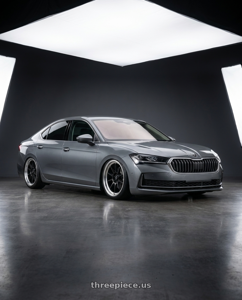 2025 Skoda Superb with Konig Countergram 5x108 19x8.5+43 Matte Black / Matte Machined Lip wheels
