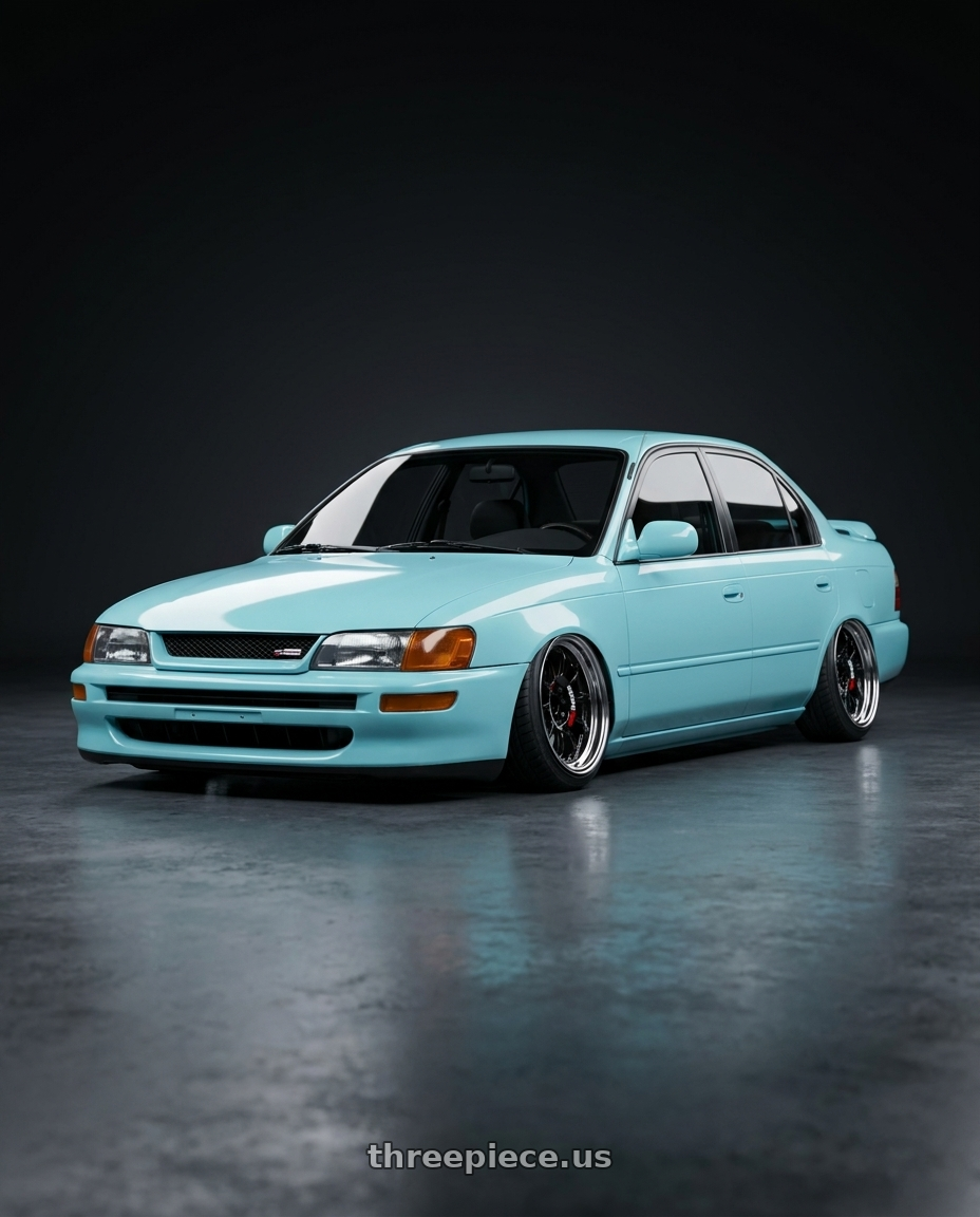 1993 Toyota Corolla with Work Emotion Rs11 2p 4x100 16x8.5 38 black wheels