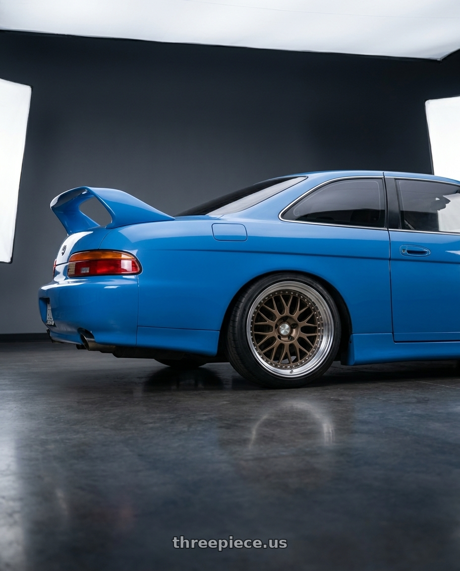 1995 lexus sc300 with ESR Wheels SR SERIES SR01 5x100 18x8.5 +30 Matte Bronze wheels rear three quarter view square tires