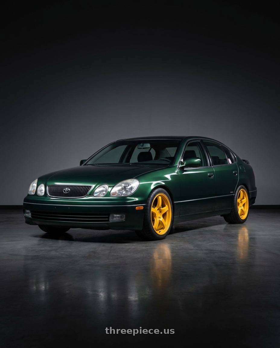 1998 toyota aristo with Gram Lights 57CR 5x114.3 18x8.5 +37 MACH YELLOW wheels