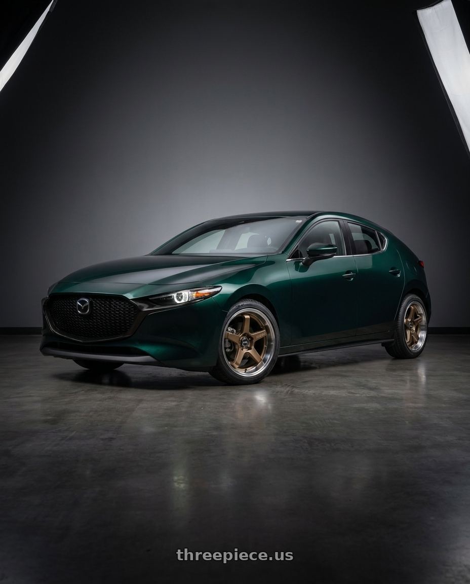 2026 Mazda 3 with F1R FC5 5x114 18x8.5 +38 Satin Bronze/Polish Lip wheels