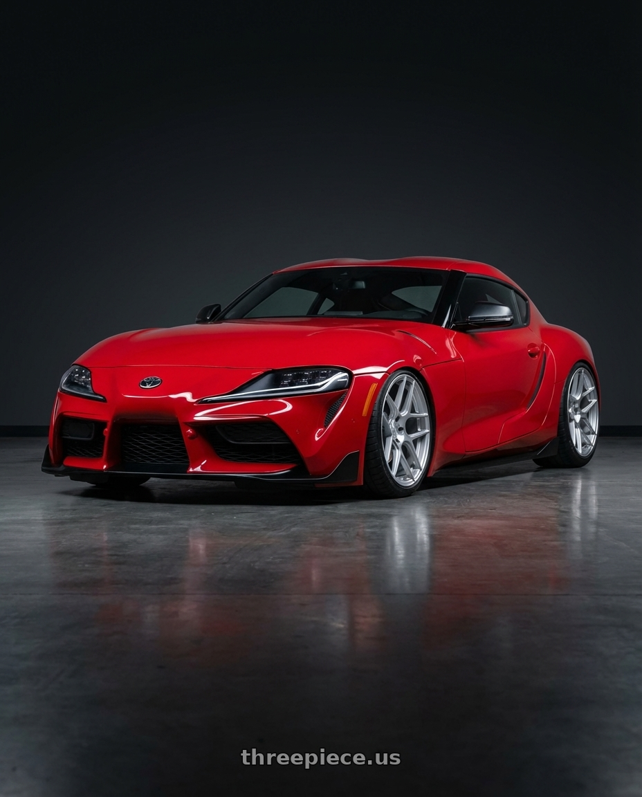 2023 Toyota GR Supra with Aodhan AFF2 5x112 19x8.5+35 Gloss Silver Machined Face wheels