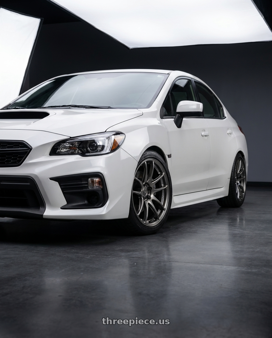 2021 subaru wrx crystal white with WORK Emotion CR Shigoku 5x114.3 18x8.5 +47 Glow Gunmetal GGM wheels