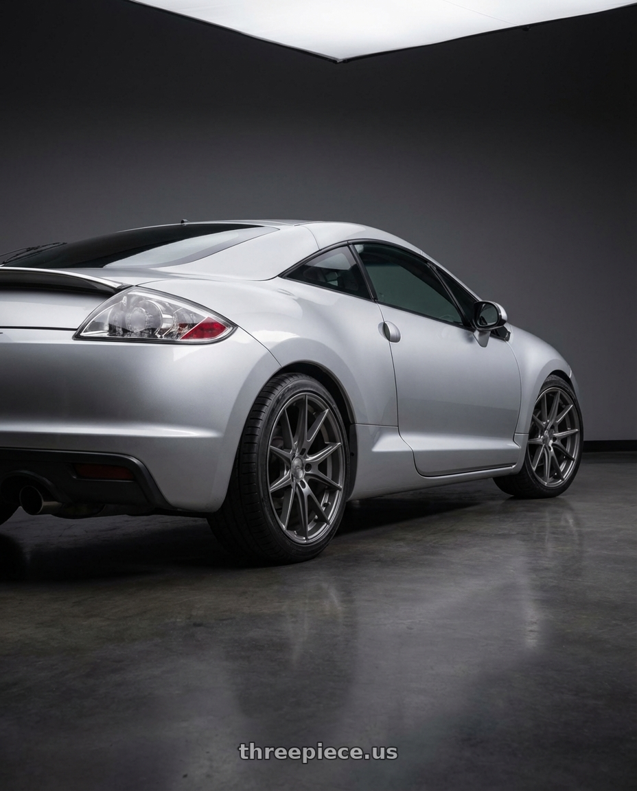 2010 Mitsubishi Eclipse with Niche 1PC M116 MISANO 5X114.3 18X8 +40 MATTE GUN METAL wheels rear three quarter view square tires