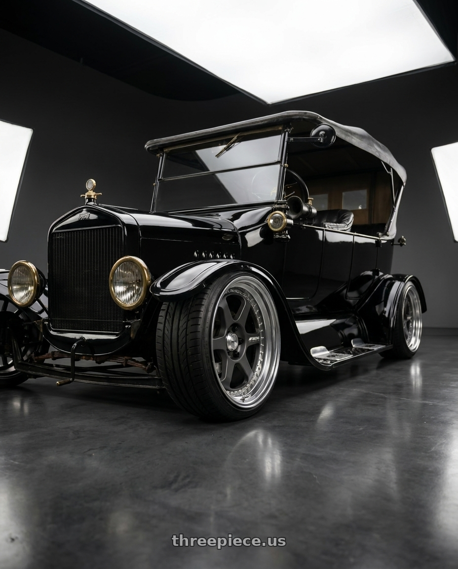 1925 ford model t with Work Meister L1 3P 5x100 18x9-19 A Disk Matte Gunmetal wheels