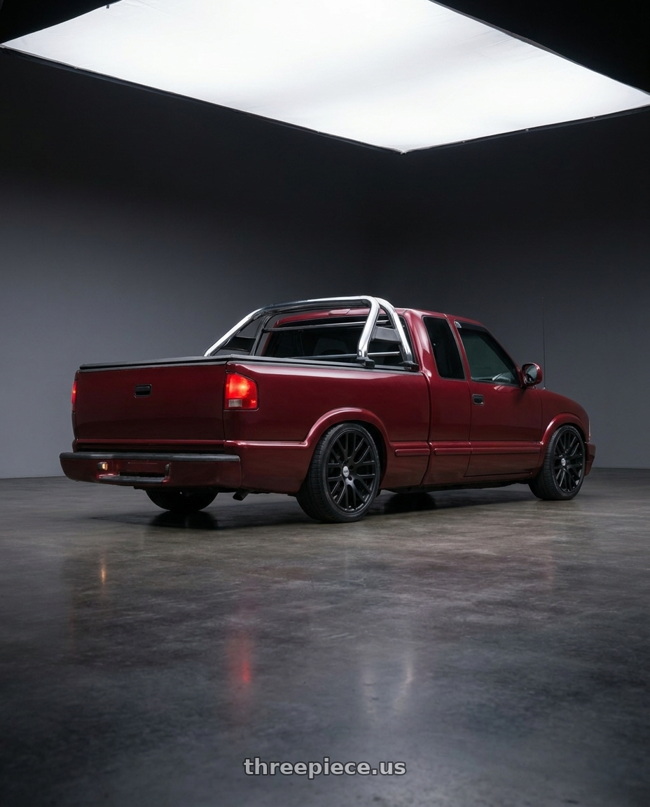 chevrolet s10 de luxe 1998 2.2  with TSW DONINGTON 4X100 17X7 +40 MATTE BLACK wheels rear three quarter view square tires