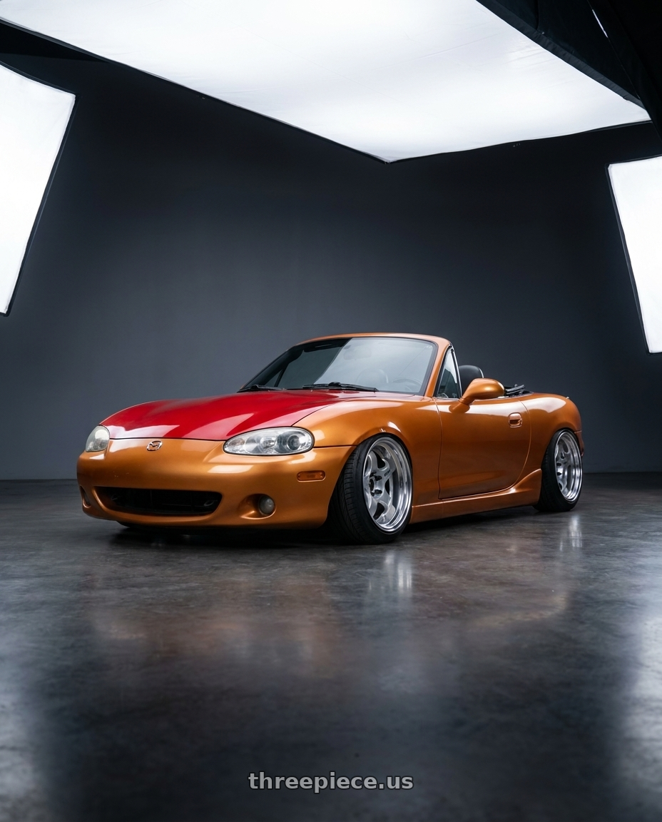 2000 Mazda miata with Work Meister S1 2P 4x100 15x7+38 O Disk Silver wheels