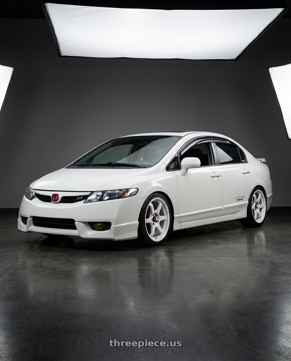 2008 Honda Civic SI with Aodhan AH08 5x114.3 18x8.5+35 Gloss White wheels