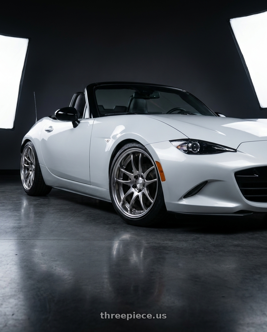 2016 Mazda Miata with Work Cr 2P 4x100 17x8.0 +38 GT Silver wheels