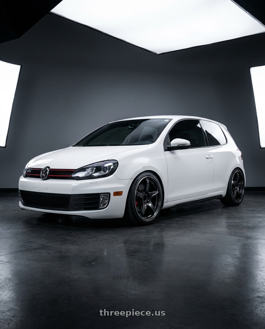 2012 VW GTI with Advan Racing TC4 5x112 18x9.0 +25 BLACK GUNMETALLIC & RING wheels