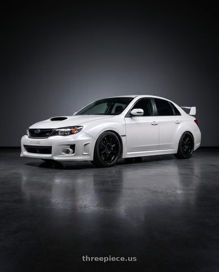 2011 sti subaru sedan  with Work Emotion D9r 5x114.3 19x8.5 +38 Black wheels