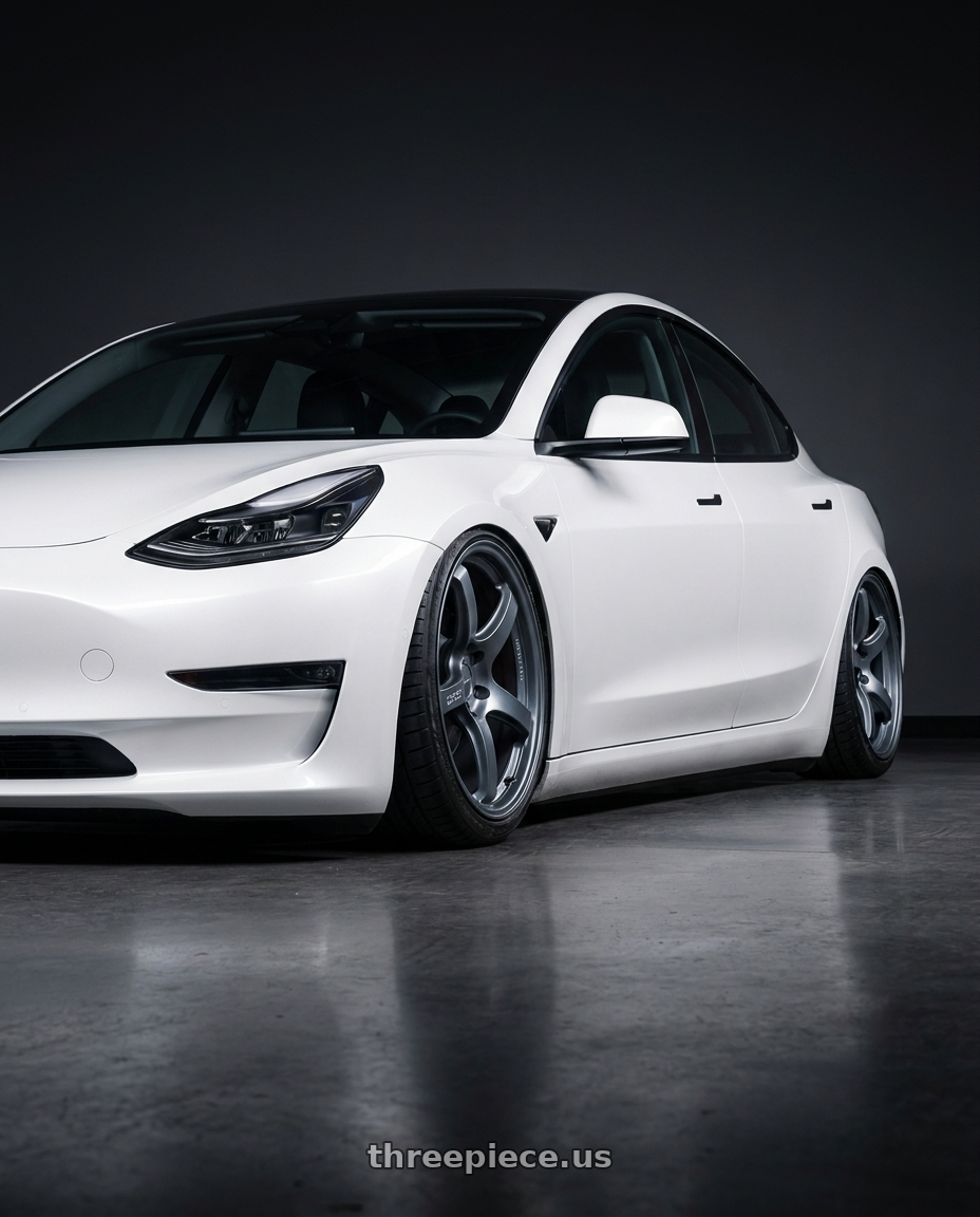 2023 Tesla Model 3 with Gram Lights 57CR 5x114.3 19x8.5+35 Gunblue II wheels
