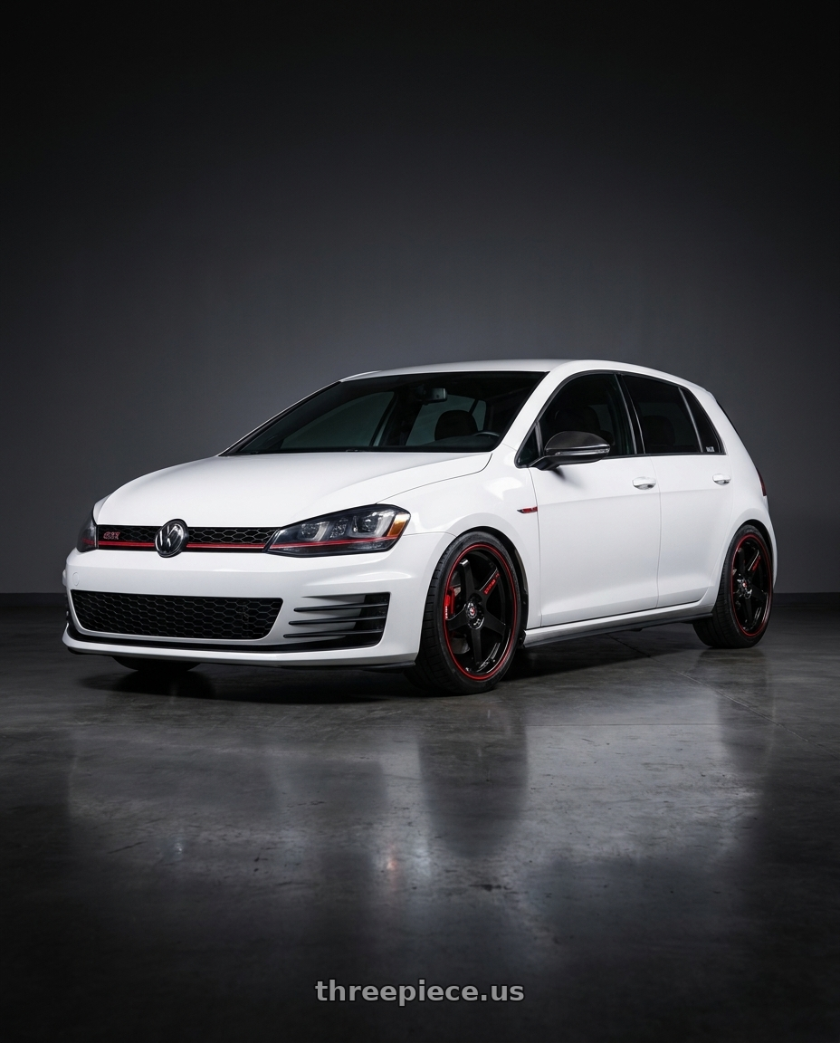 2017 Volkswagen gti with Spec-1 SPT-33 blank 4x/5x 17x9 +42 Gloss Black & Red Line wheels