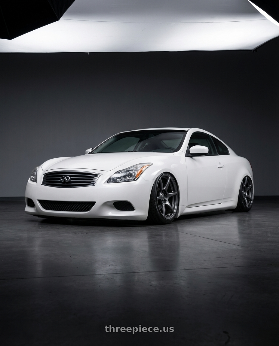2014 Infiniti G37 Coupe with Kansei K11G Tandem 5x114.3 19x9.5 22 Gunmetal wheels