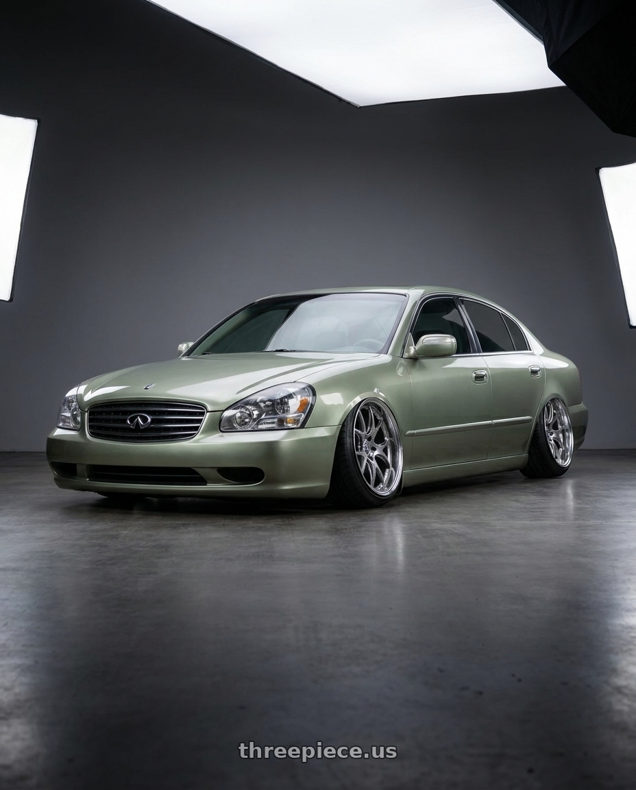 2004 Infiniti Q45 with Homura 2X5RA 5x114.3 20x8.5+38 Grace Silver / Rim DMC wheels