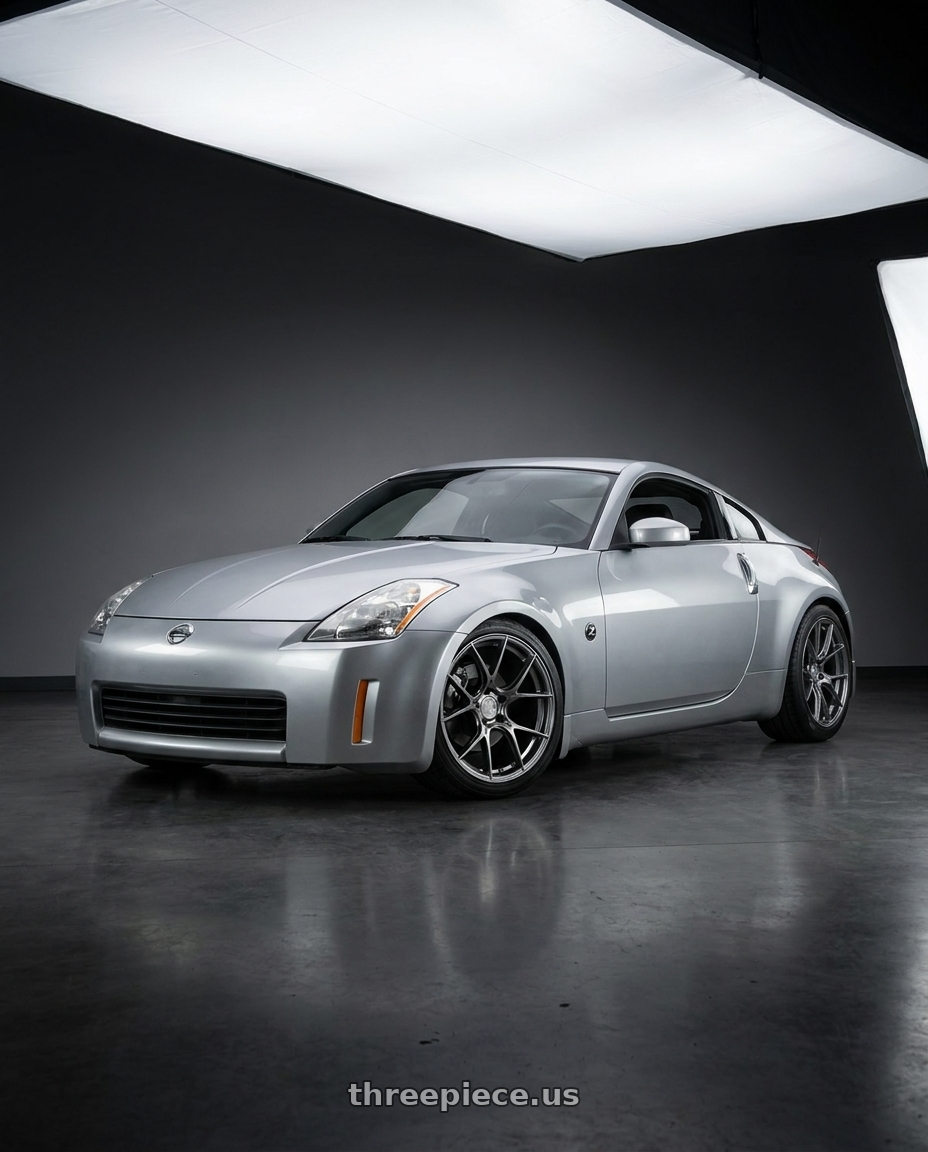 2003 Nissan 350Z with Aodhan AH-11 5x114.3 19x9.5 +35 Hyper Black wheels
