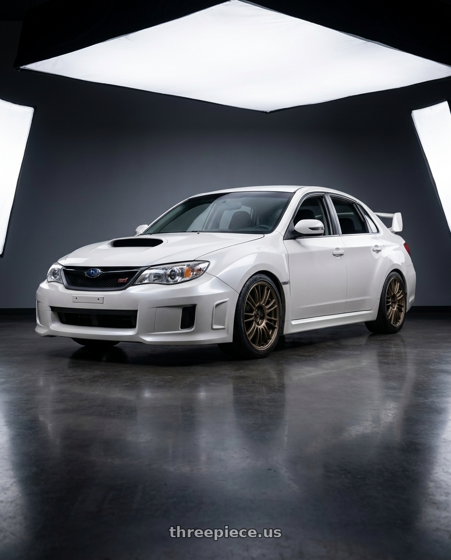 2011 sti sedan  with Work Emotion D9r 5x114.3 19x8.5 +38 Matte Bronze wheels