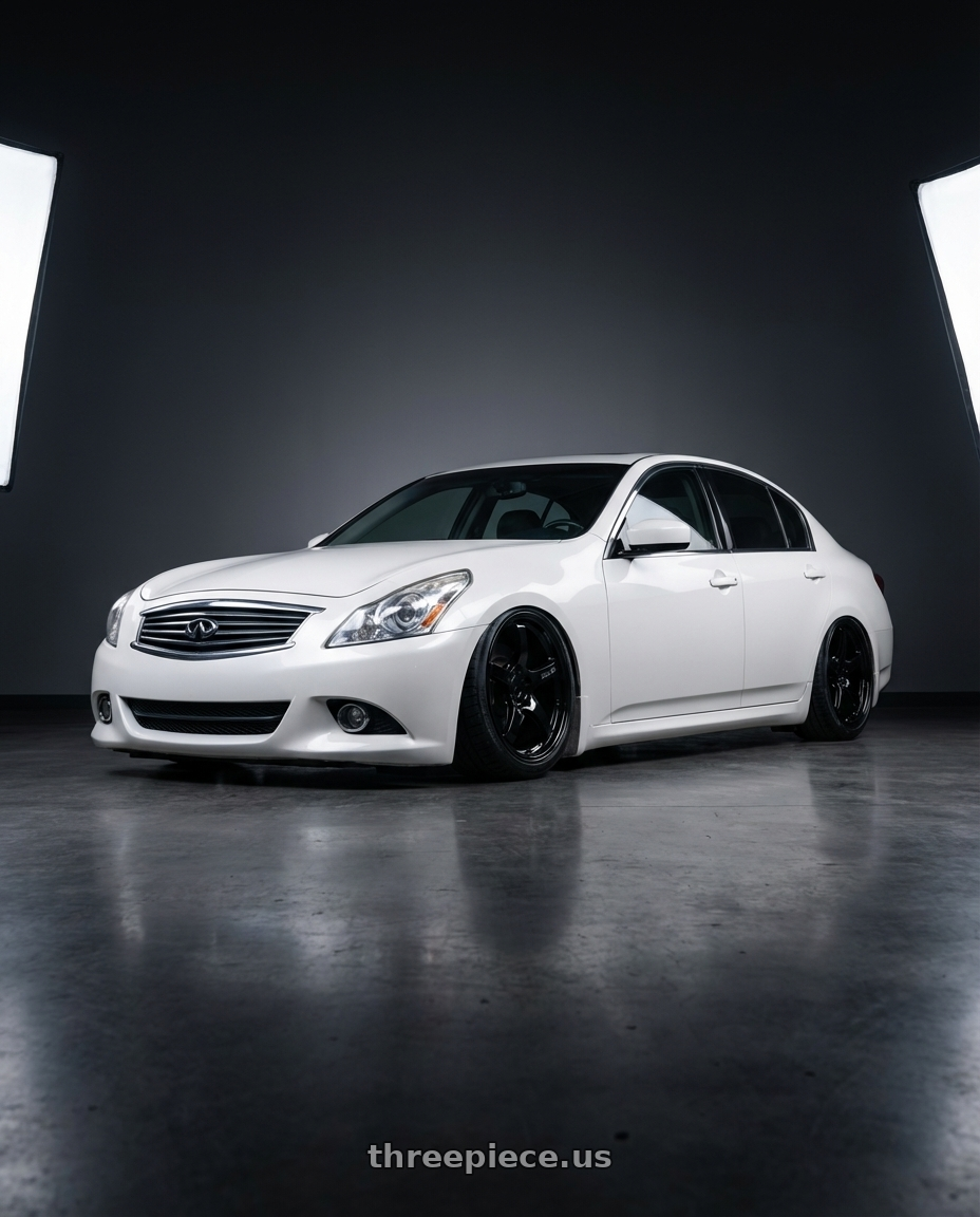 2012 Infiniti G37 with Gram Lights 57CR 5x114.3 19x9.5+35 Glossy Black wheels