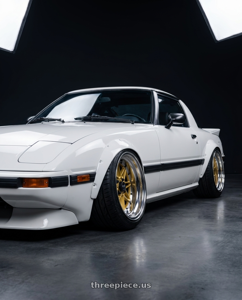 1982 Mazda RX7 with WORK Equip 03 4x100 15x13 -16 GOLD wheels