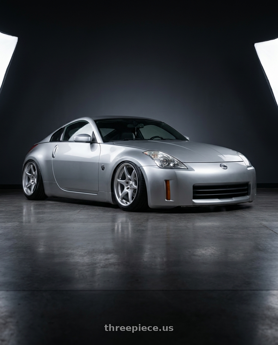 2005 Nissan 350z with Kansei K11S Tandem 5X100 18x9.5 22 Hyper Silver wheels