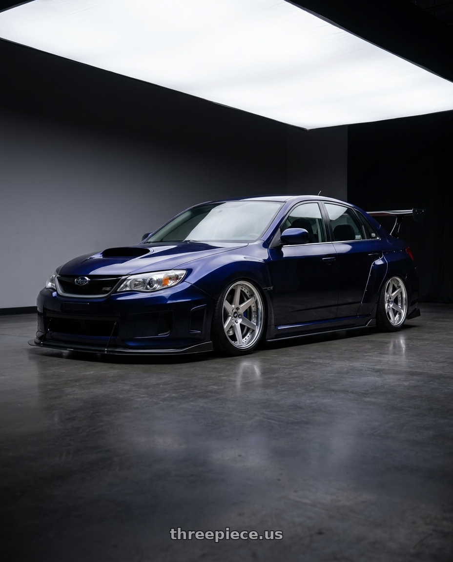 2014 Subaru wrx wide body with Work Zeast Black Label Bst1 5x100 19x11+0 W Disk Brush Silver Clear wheels