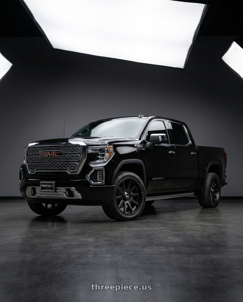 2021 GMC Sierra 1500 AT4 fitted with Ion Type 143 6x139.7 20x10-19 Matte Black $315 wheels