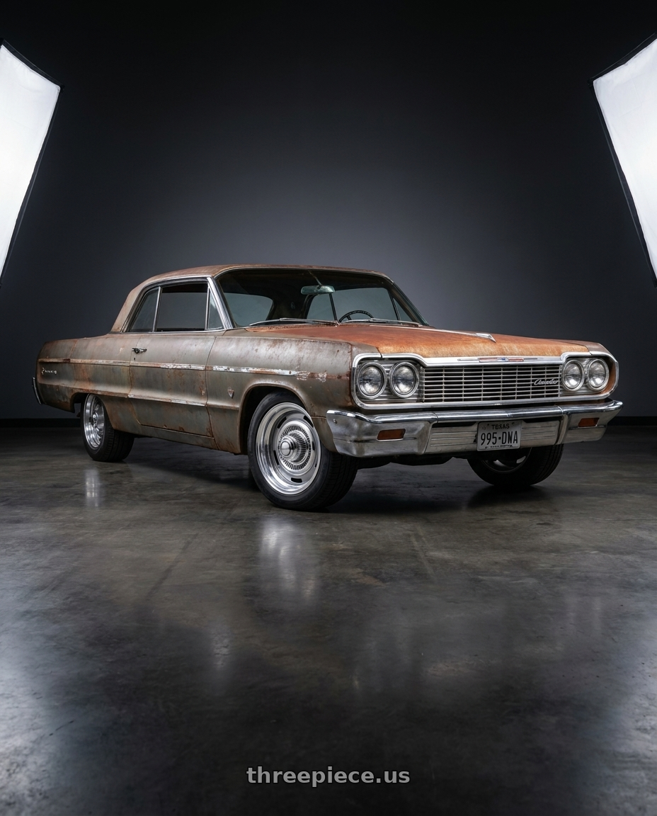 1964 chevy impala with Vision American-Muscle 55 Rally 5x120.65 15x4+0 Silver wheels