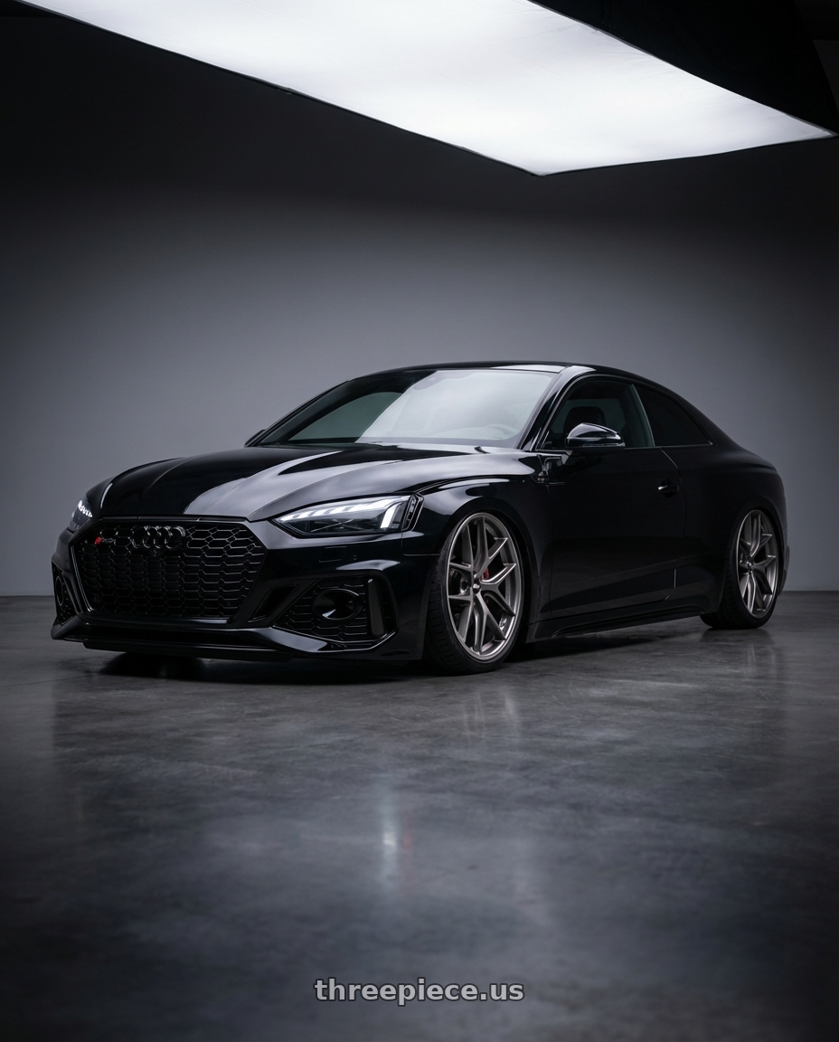 2022 Audi RS5 with BBS CC-R 5x112 20x9.0+25 Satin Platinum wheels front three quarter view stanced stance