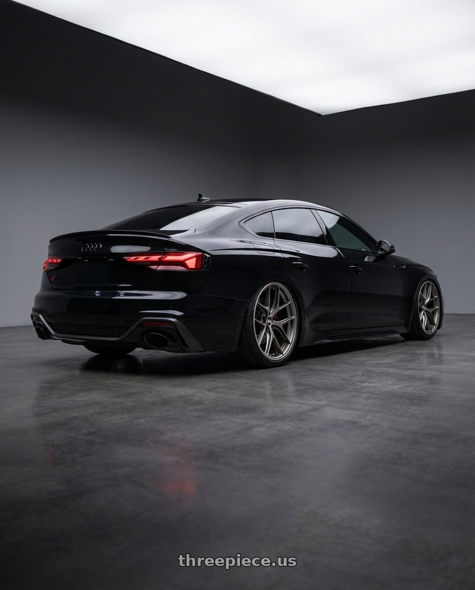 2022 Audi RS5 with BBS CC-R 5x112 20x9.0+25 Satin Platinum wheels rear three quarter view slight stretch tires