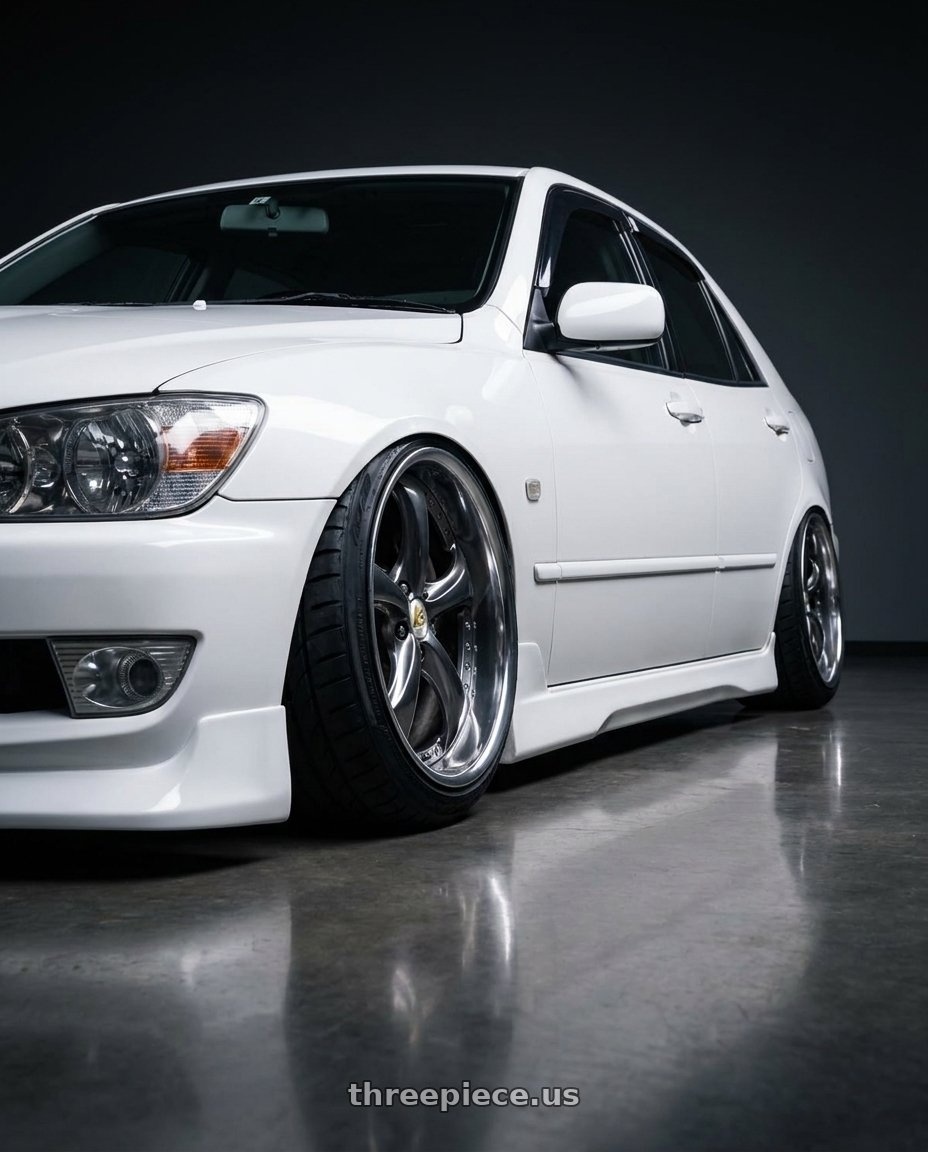 2001 Toyota Altezza c.ruizhang with Work Wheels VS-KF 5X114.3 19x7.5+34 Brilliant Silver Black A Disk FULL REVERSE wheels