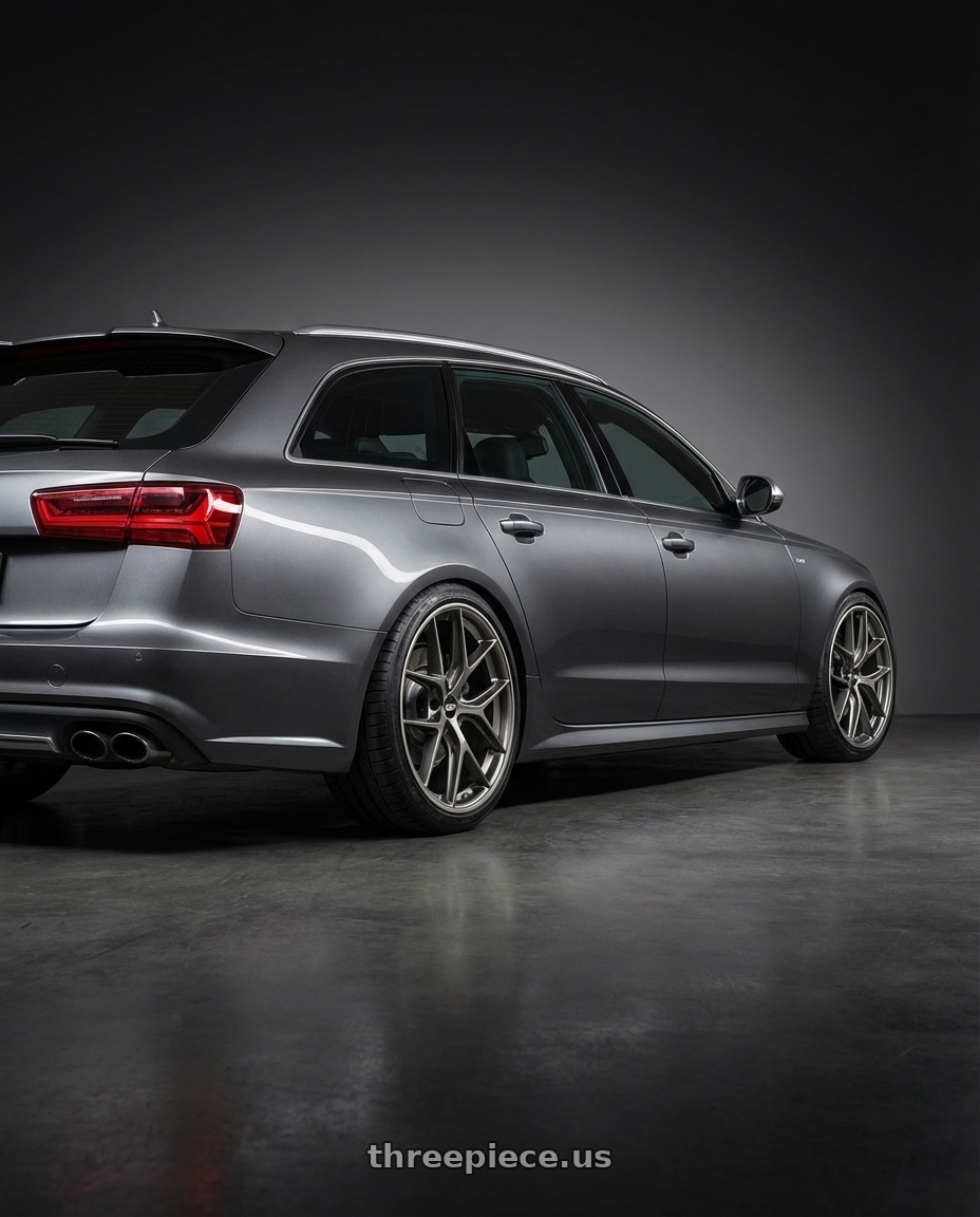 2016 Audi S6 C7 with BBS CC-R 5x112 20x9.0+25 Satin Platinum wheels rear three quarter view square tires