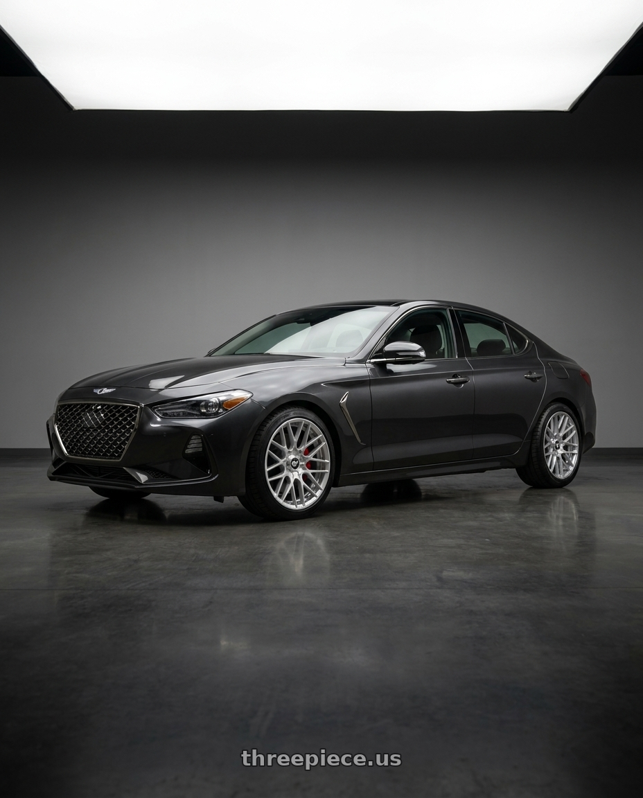 2019 Genesis G70 with Rotiform 1PC R140 RSE BLANK 17X8 +30 GLOSS SILVER wheels