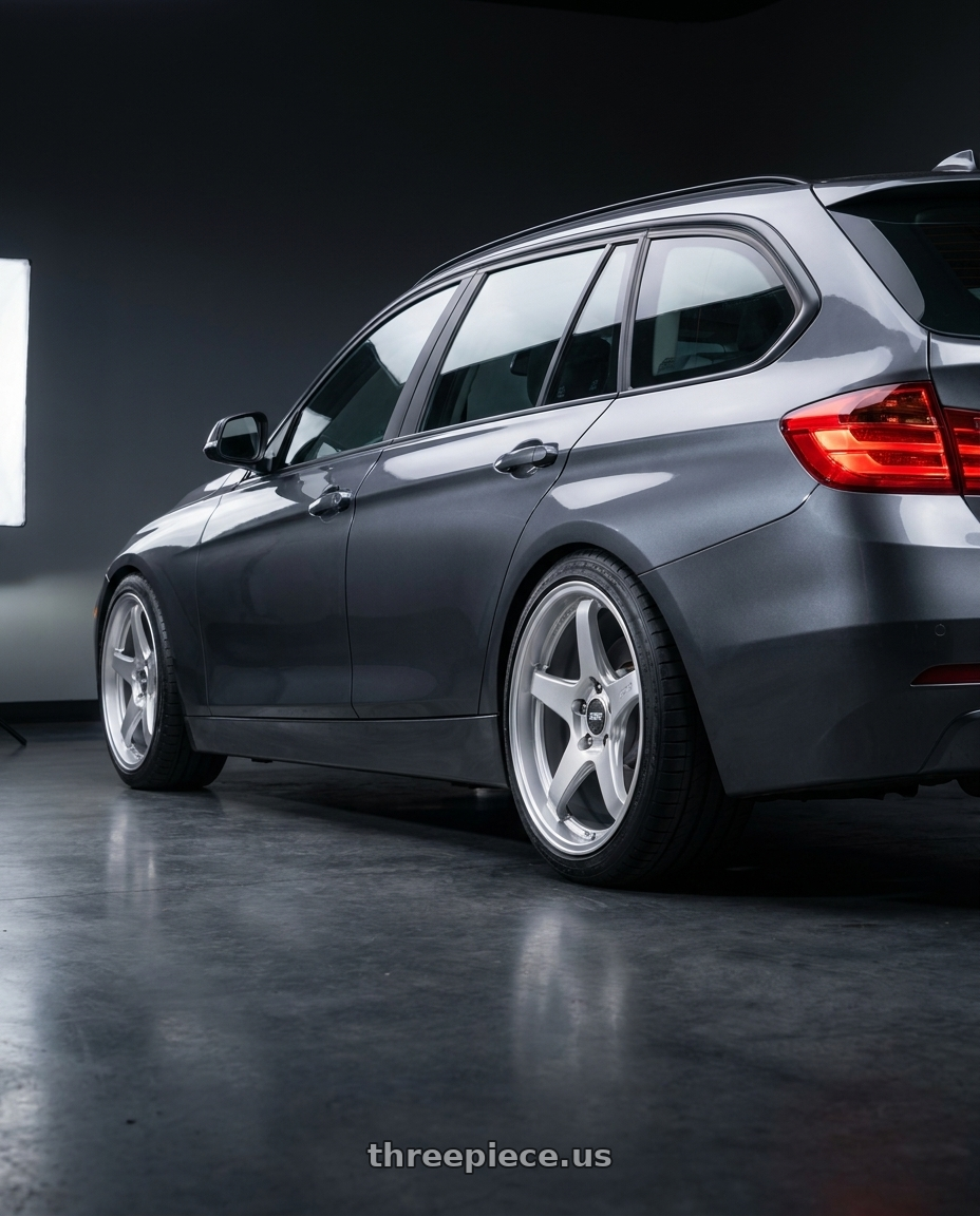 2016 BMW 3 Series F30 with ESR Wheels APEX SERIES AP5 5x120 19x9.5 +35 Hyper Silver wheels rear three quarter view square tires