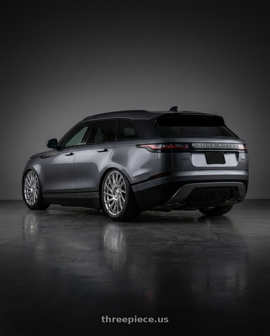 2025 Land rover range rover velar p250 r dynamic se with ECLIPSE 105 5X114.3 20x8.5 +38 CHROME wheels rear three quarter view slight stretch tires