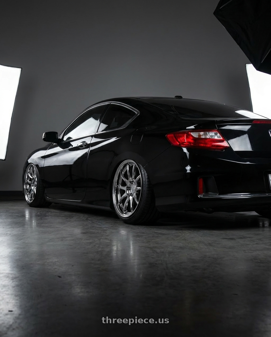 2015 accord lxs with Aodhan DS02 5x114.3 19x9.5 +30 Vacuum Chrome wheels rear three quarter view slight stretch tires