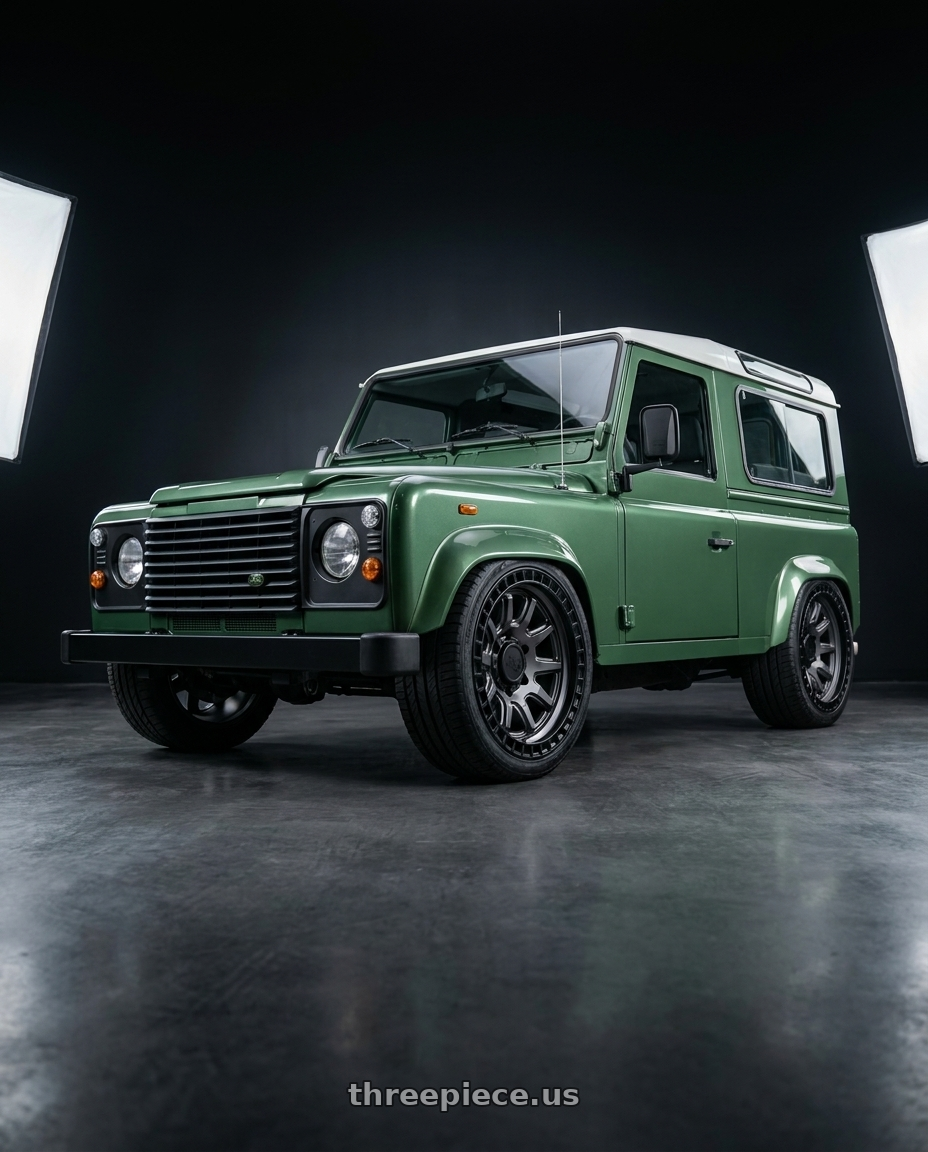 1998 Land rover defender with Black Rhino CALICO 5X127 17X8.5 0 MATTE GUNMETAL W/ MATTE BLACK LIP wheels
