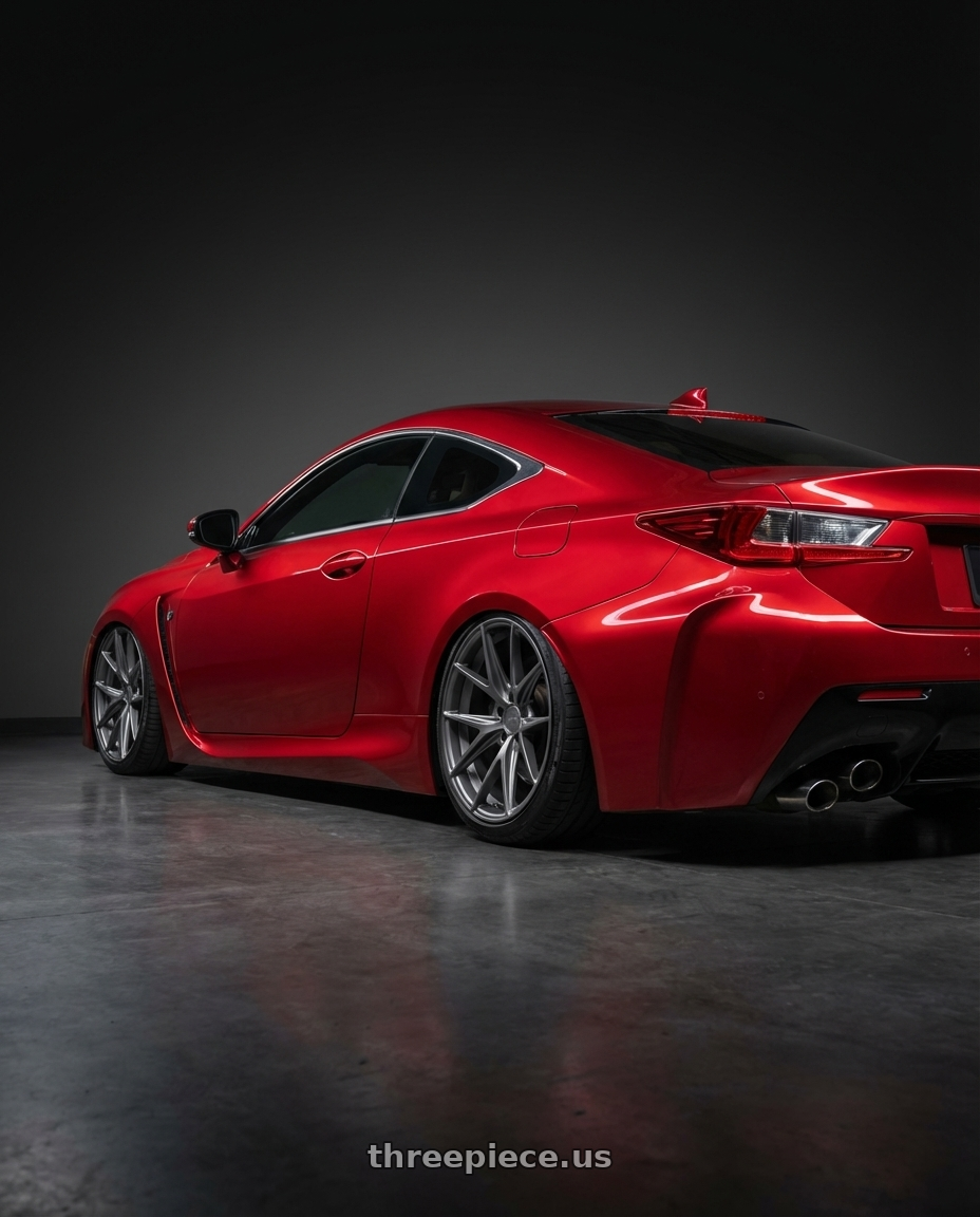 2018 Lexus RC F with Niche 1PC M116 MISANO 5X114.3 19X8.5 +33 MATTE GUN METAL wheels rear three quarter view slight stretch tires