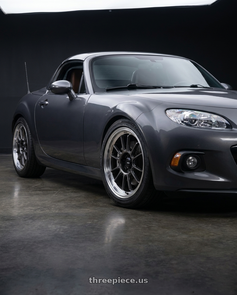 2014 Mazda Miata with Konig Hypergram 5x100 17x8+40 Metallic Carbon w/ Machined Lip wheels